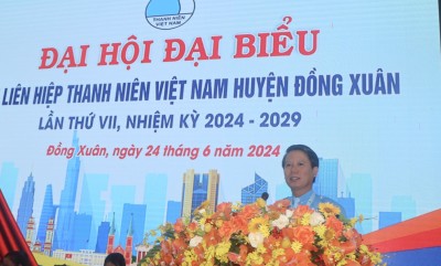 Đồng chí Lương Minh Tùng  - UVBCH Trung ương Đoàn, Bí thư Tỉnh Đoàn, Chủ tịch Hội LHTN Việt Nam tỉnh phát biểu
