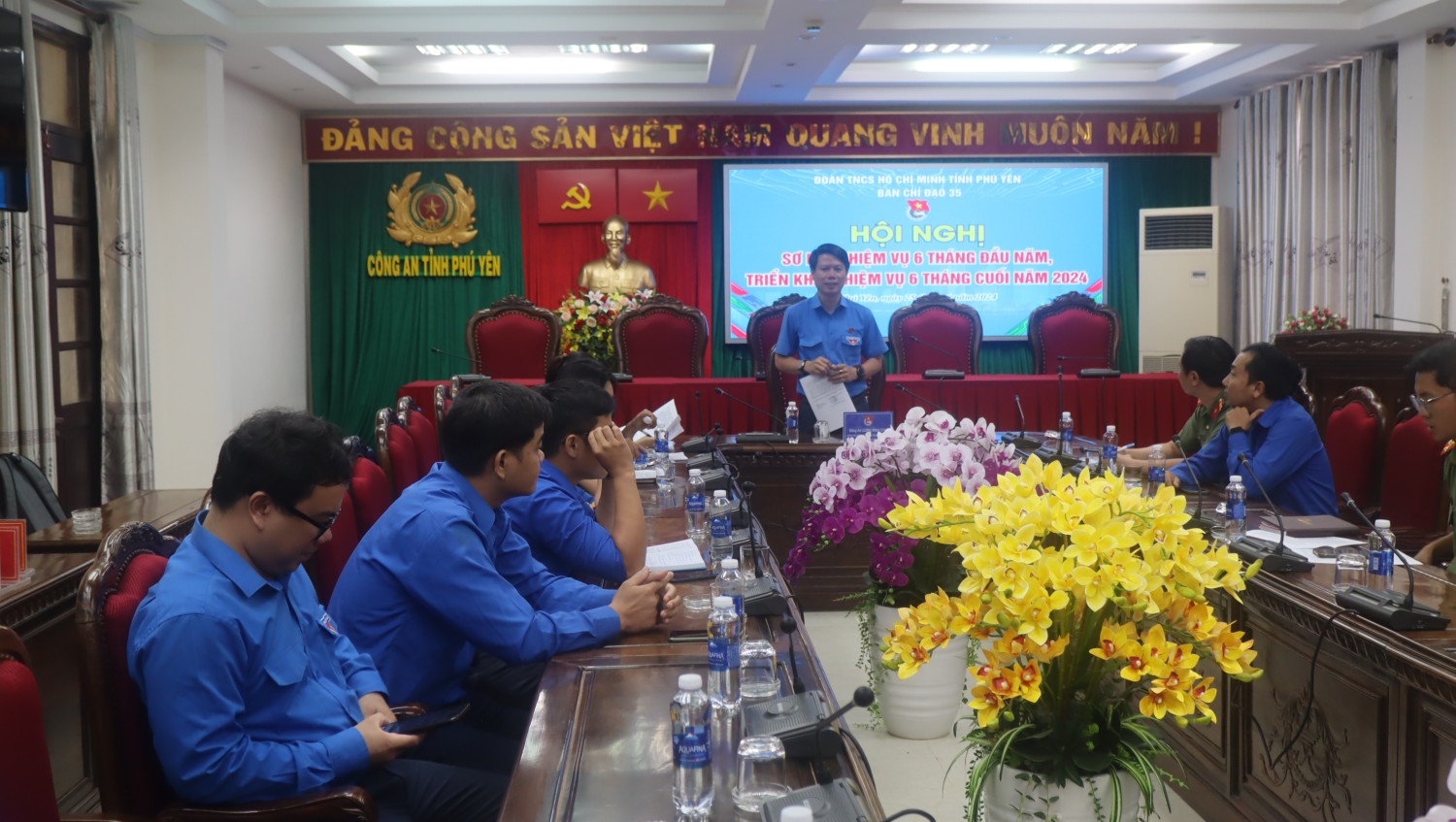 Đồng chí Lương Minh Tùng  - Bí thư Tỉnh Đoàn, Trưởng Ban chỉ đạo 35 tỉnh đoàn phát biểu