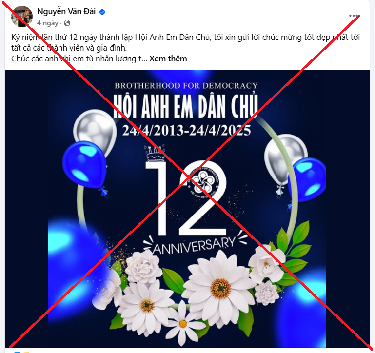 Ảnh cắt ra từ trang facebook của Nguyễn Văn Đài.